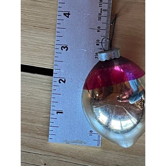 Vintage Mercury Glass Christmas Tree Ornament. Tear Drop shape. Pink.silver - Picture 4 of 4